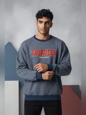 Fiorucci Graphic Logo Crewneck Sweatshirt Italy Blue